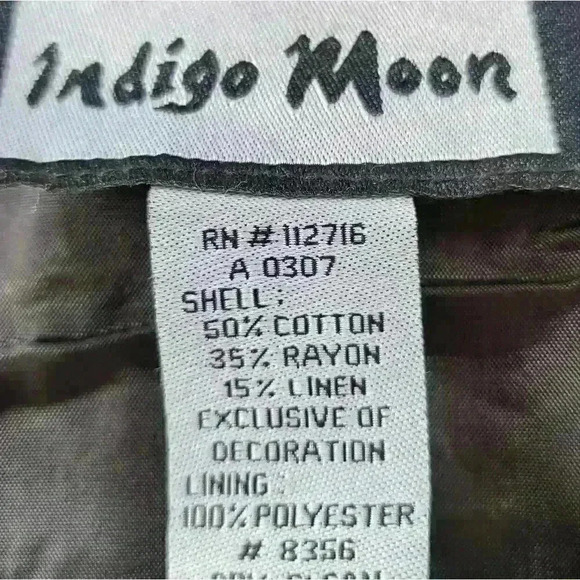 Indigo Moon Art To Wear Vtg Button Front Rayon Linen Cotton Blend Boxy Jacket. - Picture 8 of 9